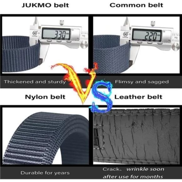 Ratchet Belt for Men, Nylon Web Tactical Belt with Automatic Slide Buckle - Picture 3 of 6